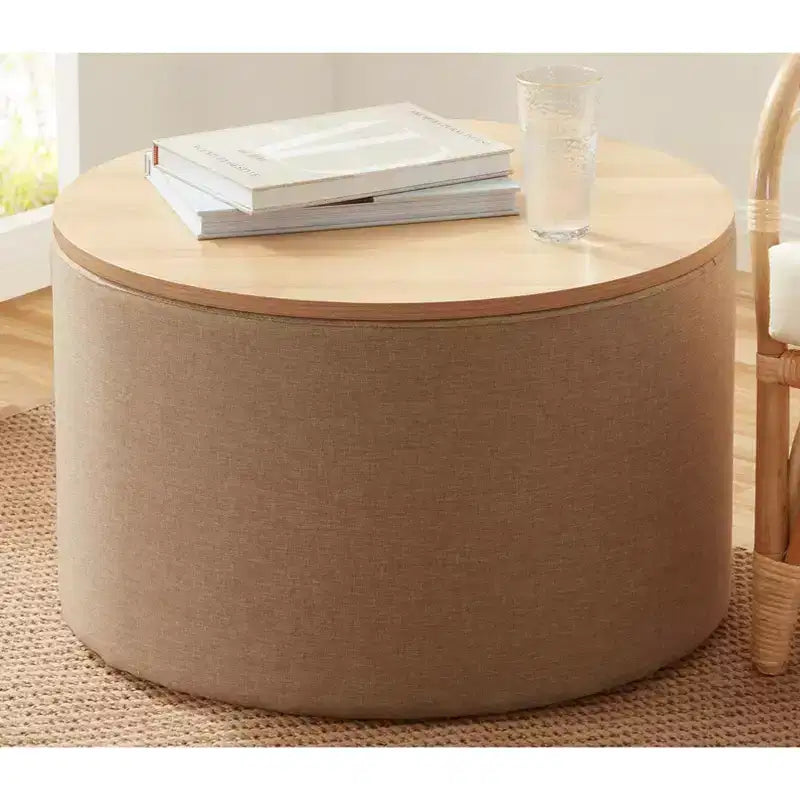 Large 22 Inch Round Coffee Table Storage Ottoman