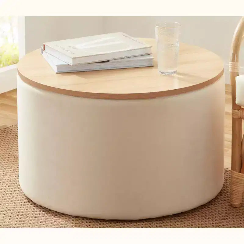 Large 22 Inch Round Coffee Table Storage Ottoman