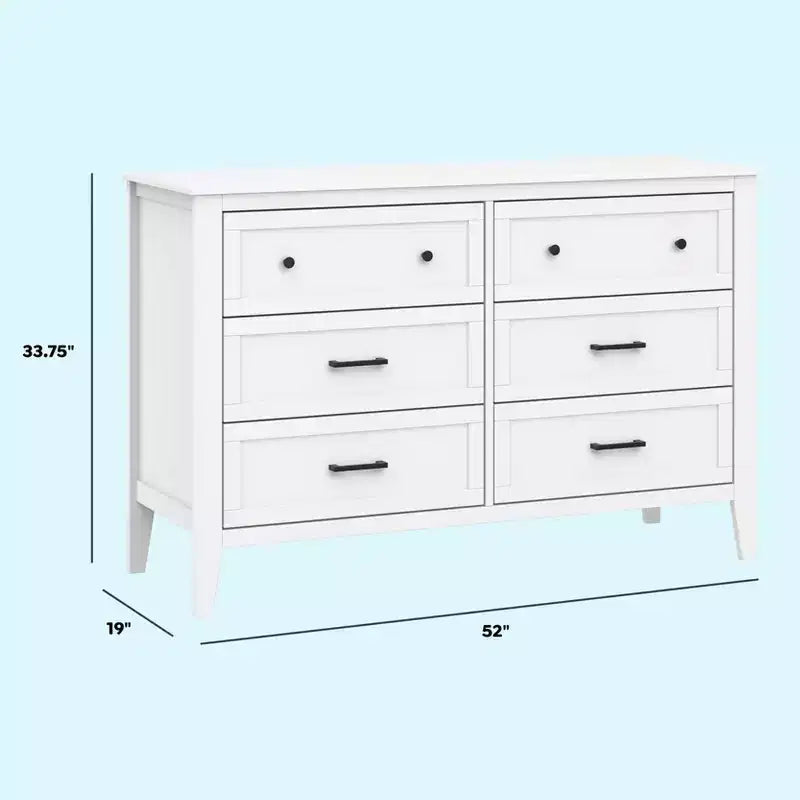 6-Drawer Nursery Dresser - GREENGUARD Gold Certified, Pine Wood