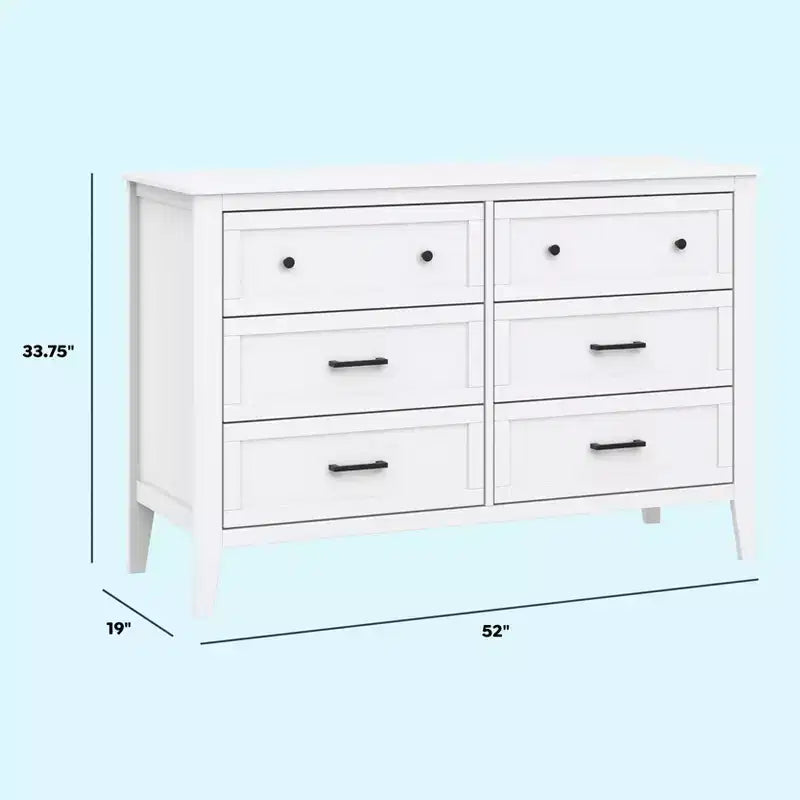 6-Drawer Nursery Dresser - GREENGUARD Gold Certified, Pine Wood