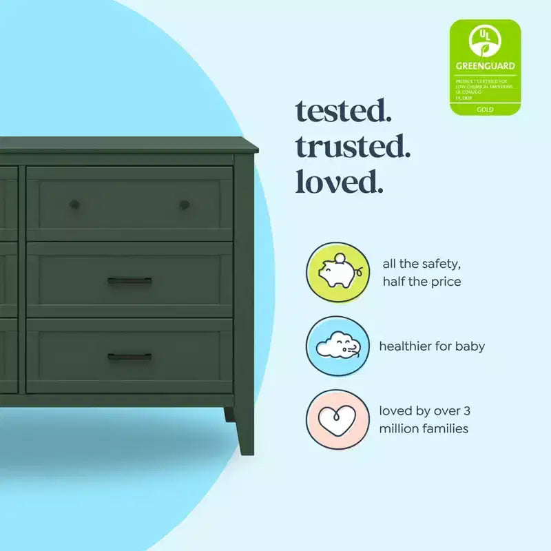 6-Drawer Nursery Dresser - GREENGUARD Gold Certified, Pine Wood