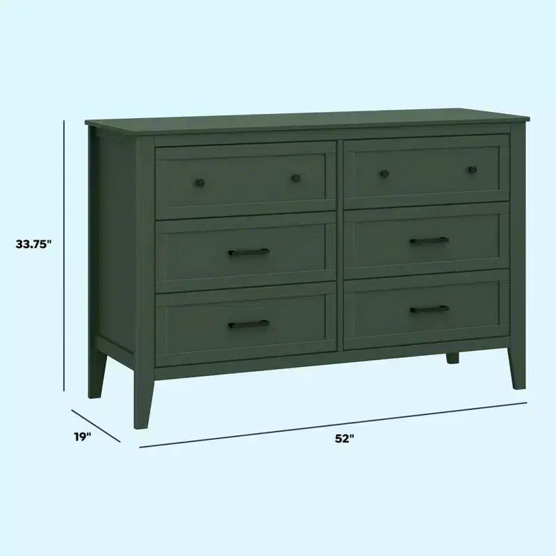 6-Drawer Nursery Dresser - GREENGUARD Gold Certified, Pine Wood