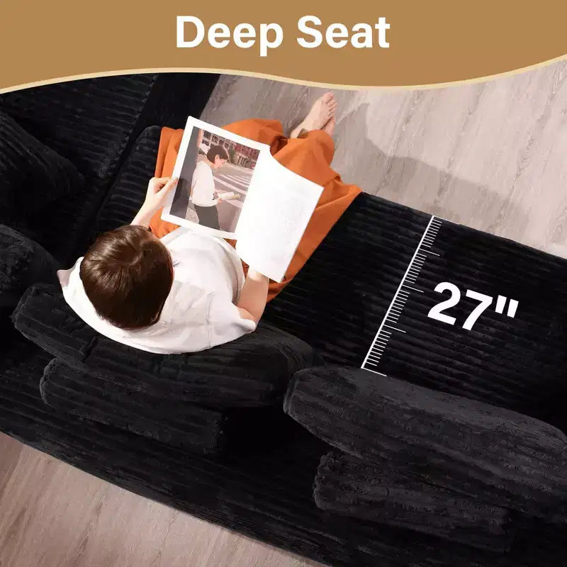 U-Shape Modular Sectional Sofa - 27" Deep Seat, Modern Minimalist, Seats 9