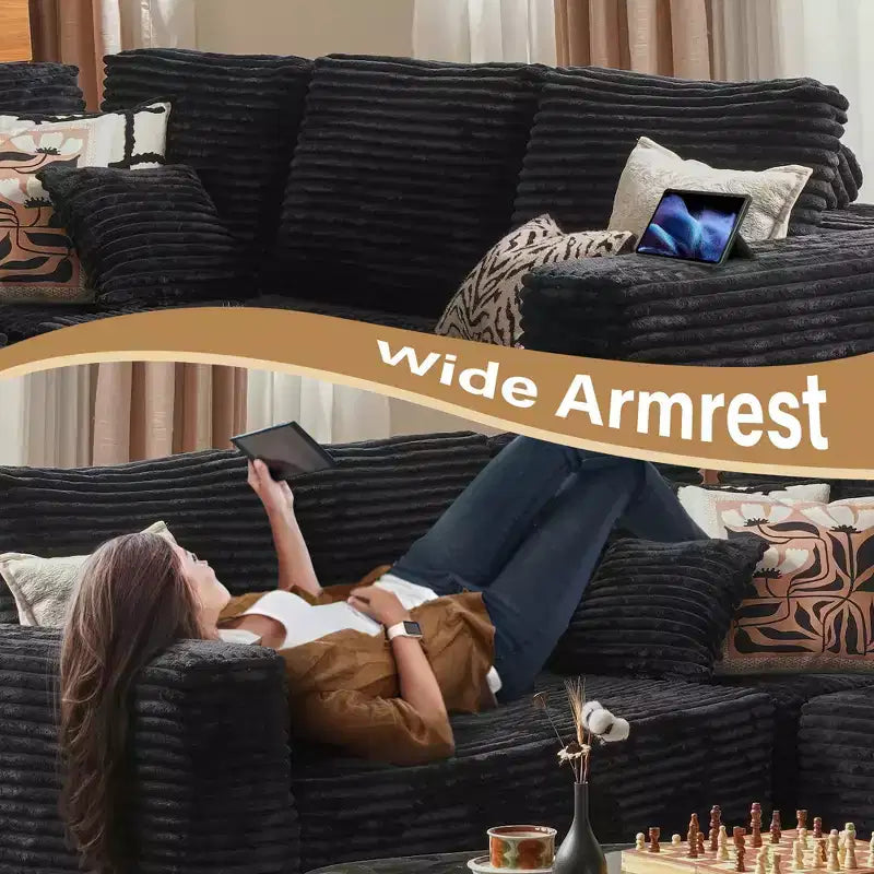 U-Shape Modular Sectional Sofa - 27" Deep Seat, Modern Minimalist, Seats 9