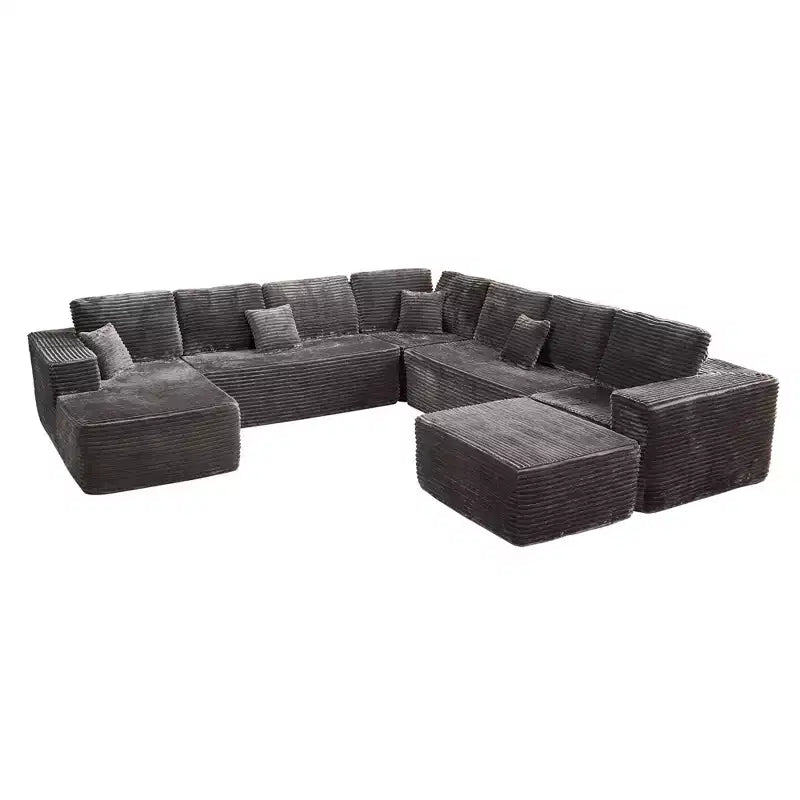 U-Shape Modular Sectional Sofa - 27" Deep Seat, Modern Minimalist, Seats 9