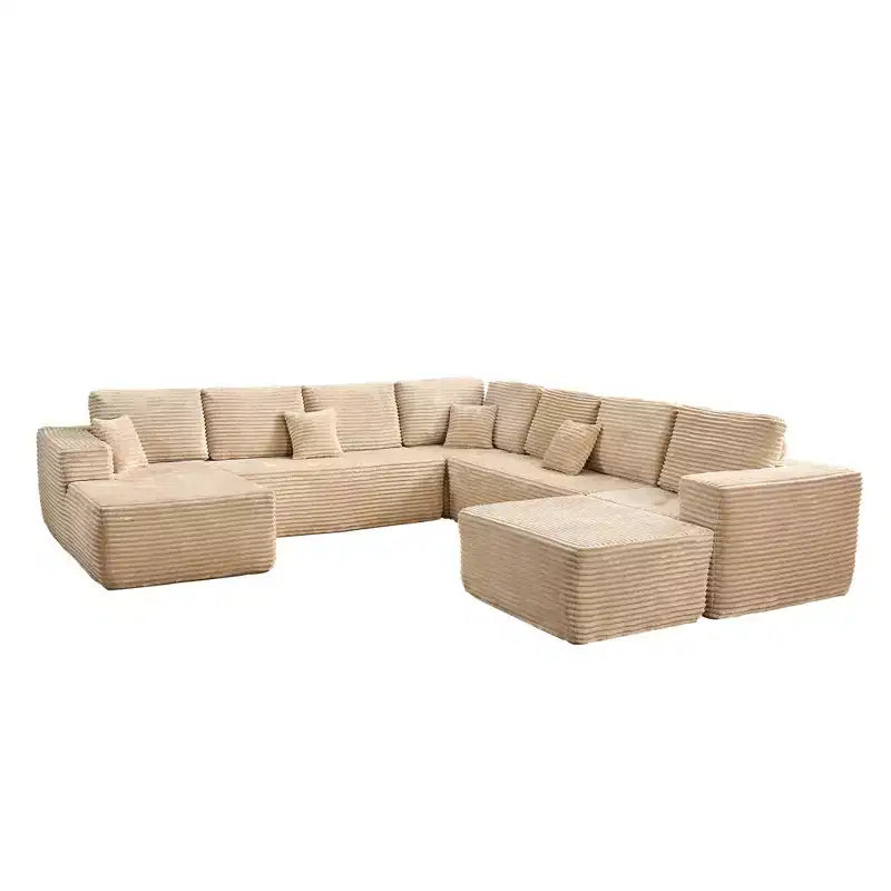 U-Shape Modular Sectional Sofa - 27" Deep Seat, Modern Minimalist, Seats 9
