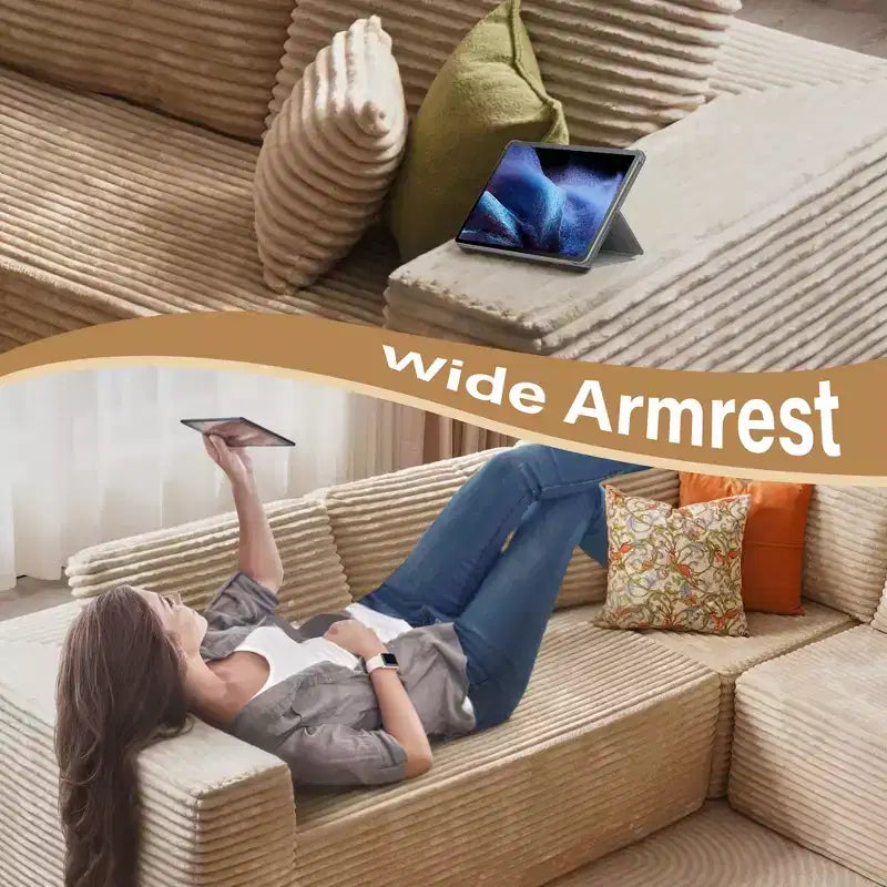 U-Shape Modular Sectional Sofa - 27" Deep Seat, Modern Minimalist, Seats 9