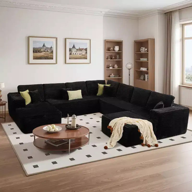 U-Shape Modular Sectional Sofa - 27" Deep Seat, Modern Minimalist, Seats 9