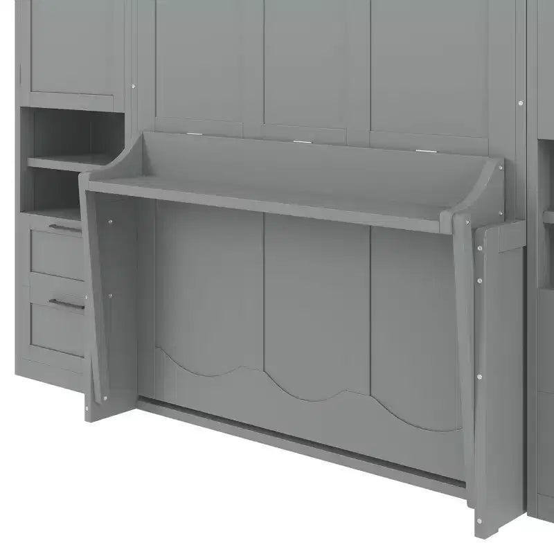 Full Murphy Bed with Closet, Storage Drawers and Shelves for Guest Room or Office