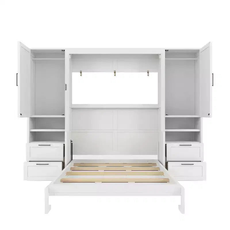 Full Murphy Bed with Closet, Storage Drawers and Shelves for Guest Room or Office