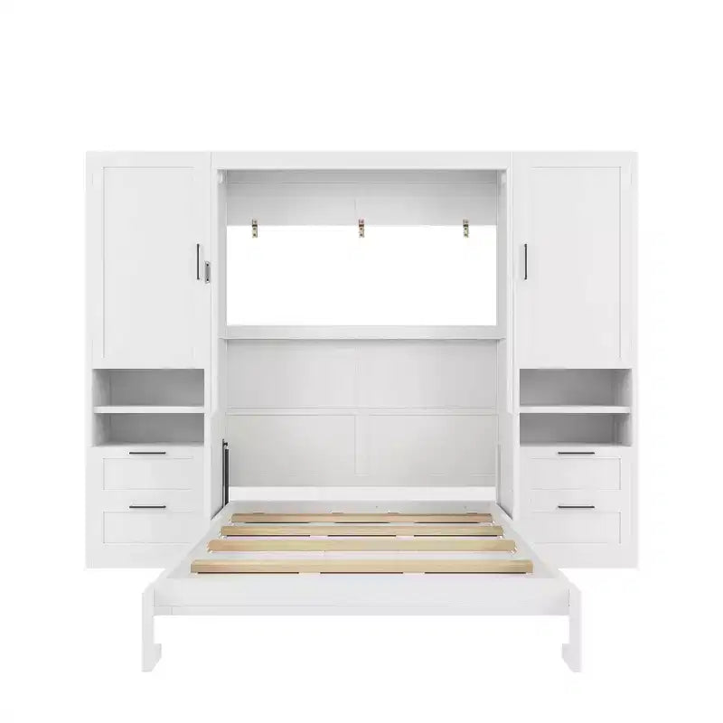 Full Murphy Bed with Closet, Storage Drawers and Shelves for Guest Room or Office