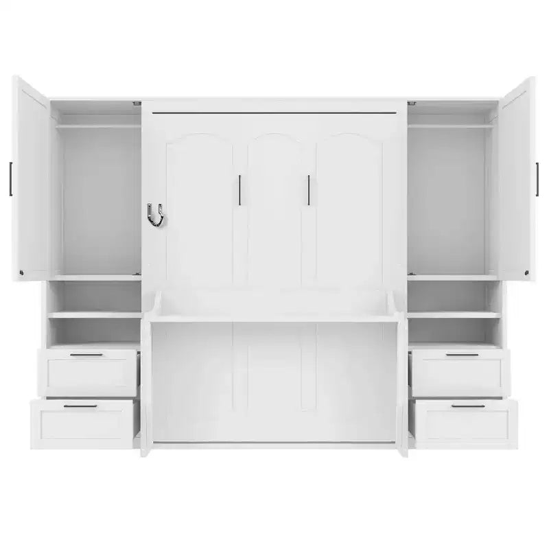 Full Murphy Bed with Closet, Storage Drawers and Shelves for Guest Room or Office