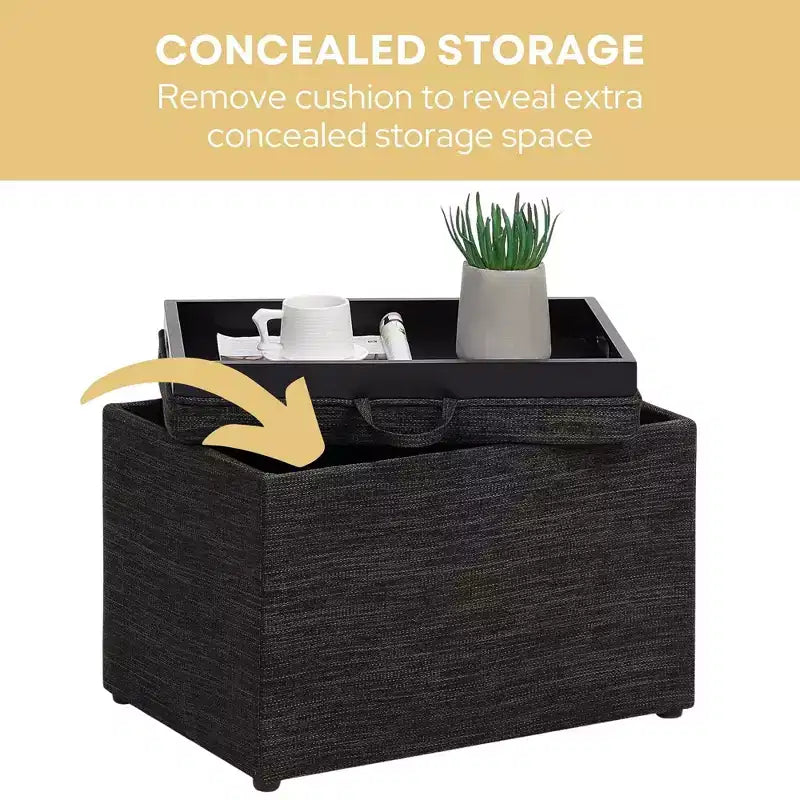 Accent Storage Ottoman with Reversible Tray