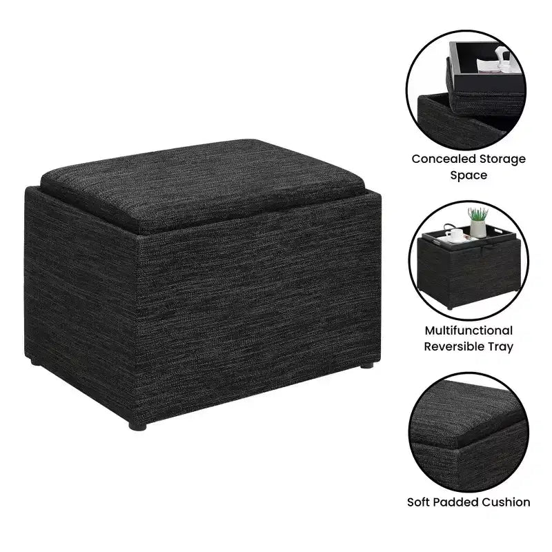 Accent Storage Ottoman with Reversible Tray