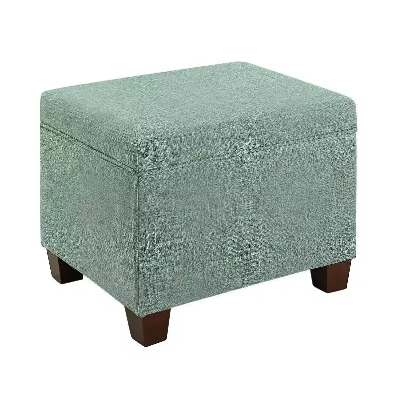 Storage Ottoman with Linen Upholstery - Multi-Function Footrest and Seating