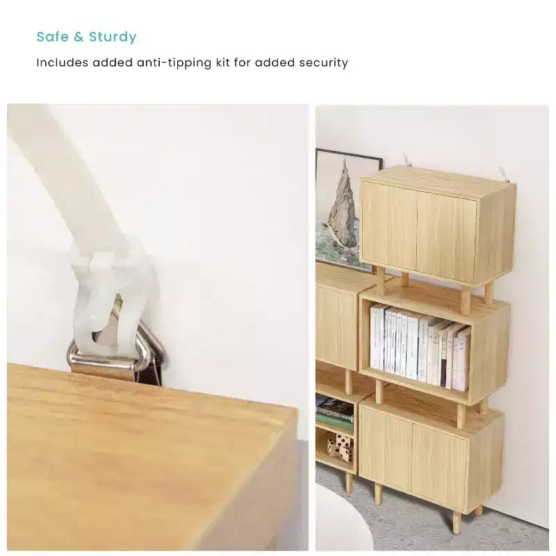 Stackable Storage Cube End Table with Customizable Door and Shelf Options