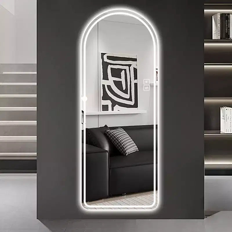 Modern 65" Arched LED Full Length Mirror with Adjustable Light Modes