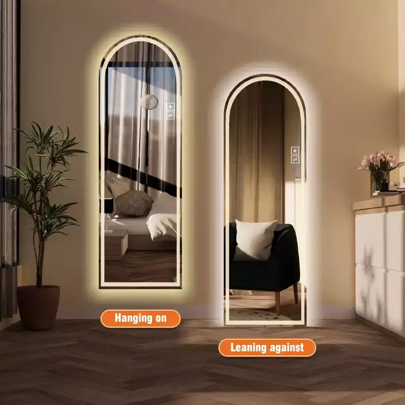 Modern 65" Arched LED Full Length Mirror with Adjustable Light Modes