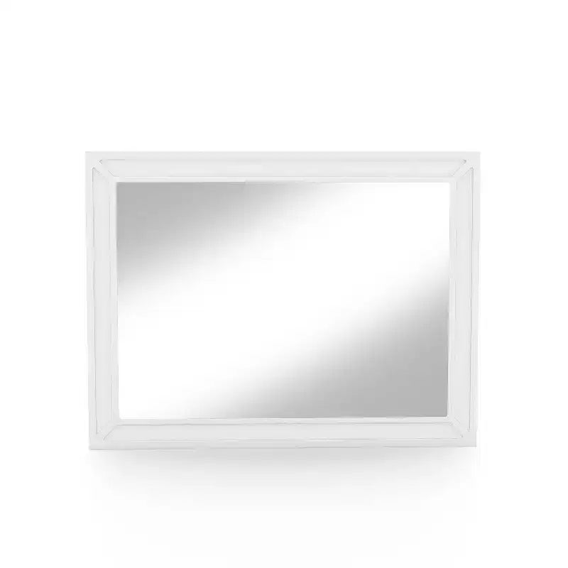 Contemporary LED Mirror with USB Port and 2 Pocket Drawers - Luminous White
