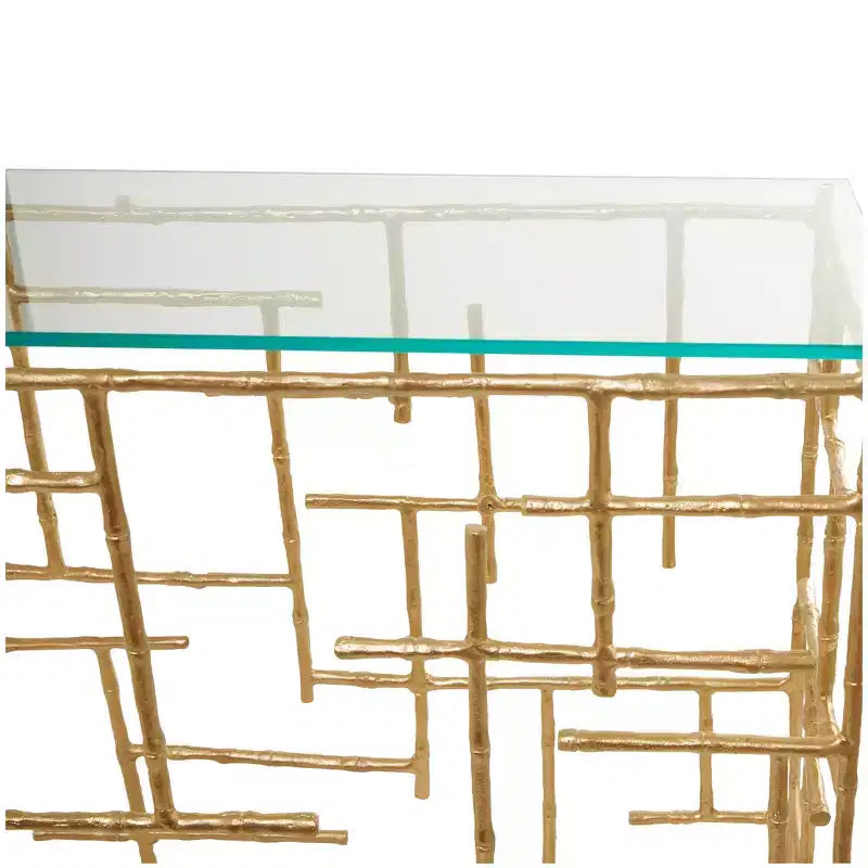 Contemporary Gold Aluminum Console Table