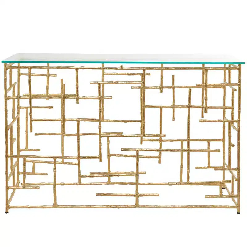 Contemporary Gold Aluminum Console Table