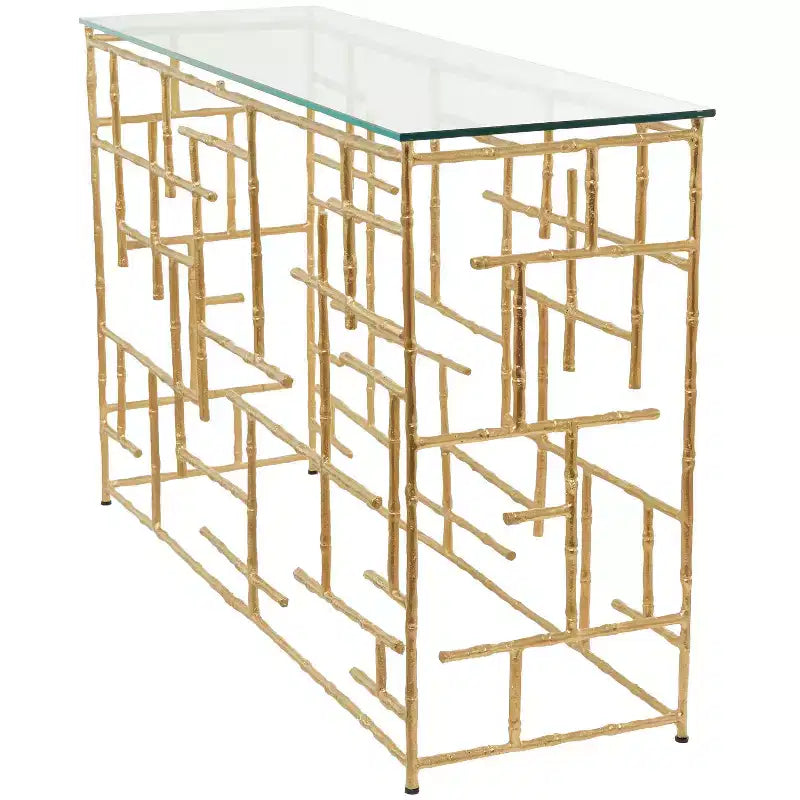 Contemporary Gold Aluminum Console Table