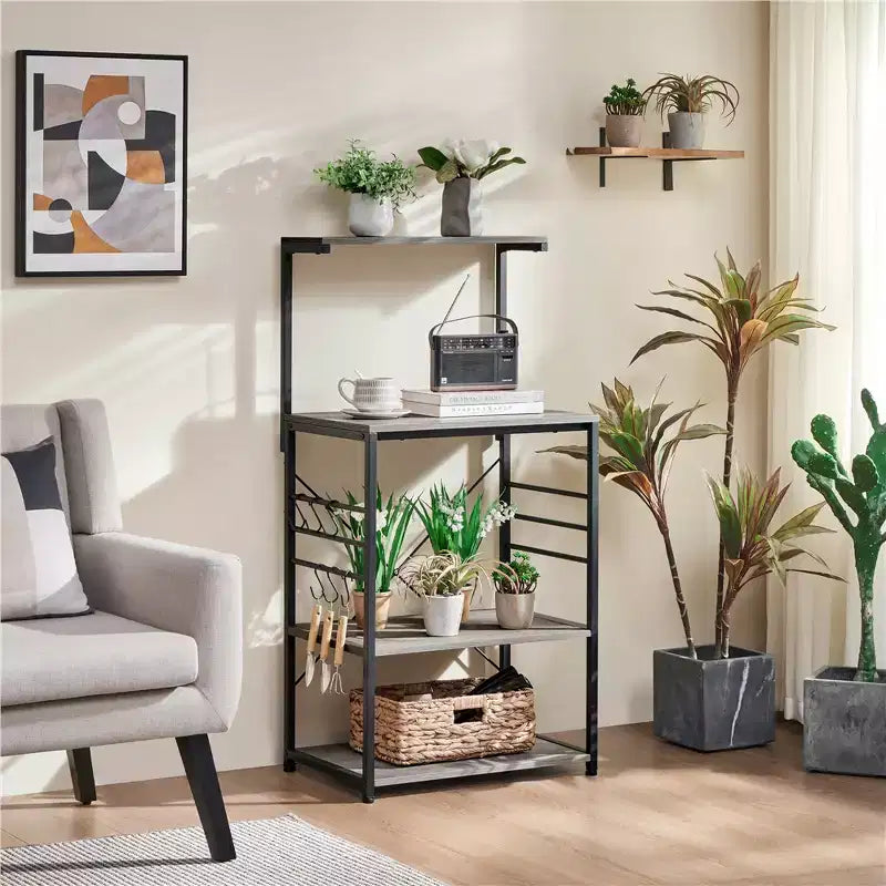 50.5" Kitchen Baker's Rack with 4 Shelves and 6 Side Hooks