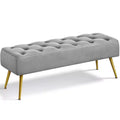 Modern Upholstered Button-Tufted Ottoman Footstool Bench for Bedroom