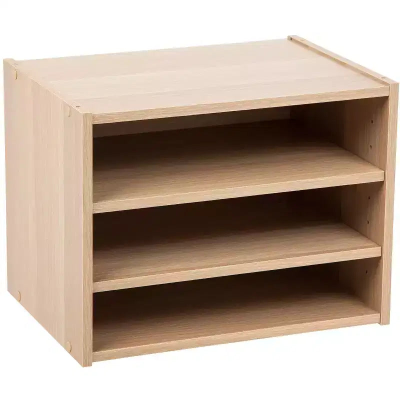 Modular Wood Stacking Storage Box with Adjustable Shelf