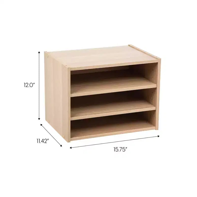 Modular Wood Stacking Storage Box with Adjustable Shelf