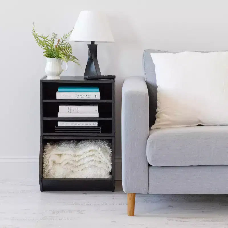 Modular Wood Stacking Storage Box with Adjustable Shelf