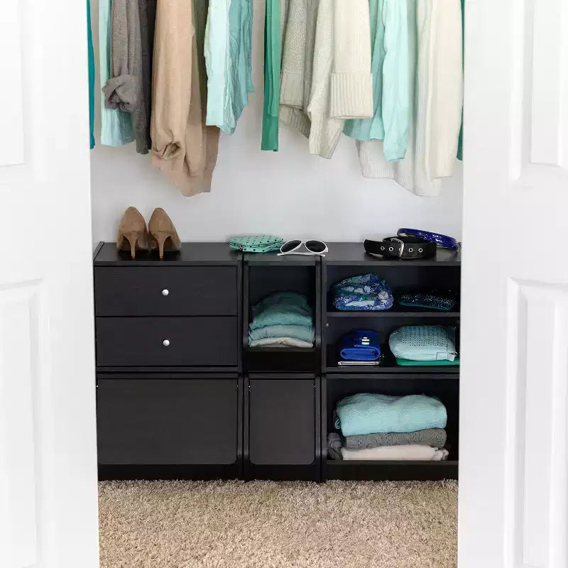 Modular Wood Stacking Storage Box with Adjustable Shelf