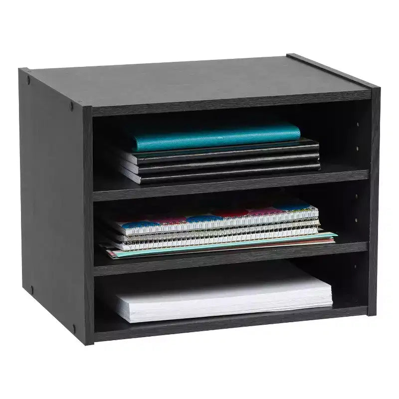 Modular Wood Stacking Storage Box with Adjustable Shelf