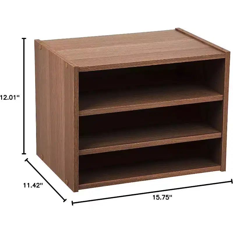 Modular Wood Stacking Storage Box with Adjustable Shelf