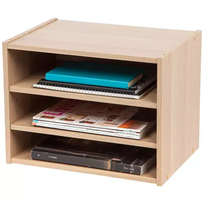 Modular Wood Stacking Storage Box with Adjustable Shelf